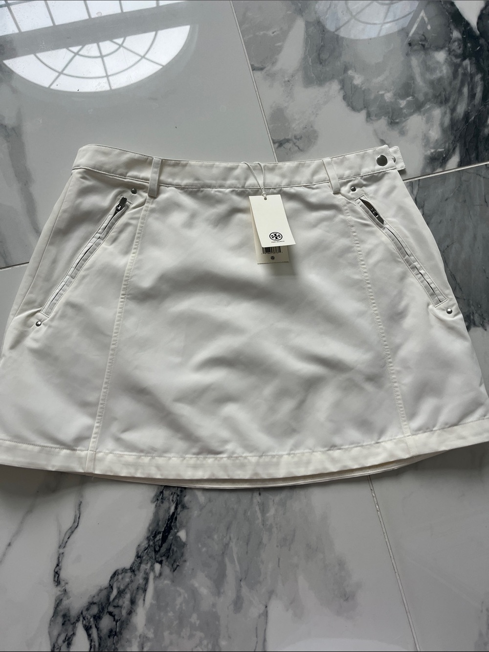 Tory Burch White Women’s Skirt with Zip Pockets